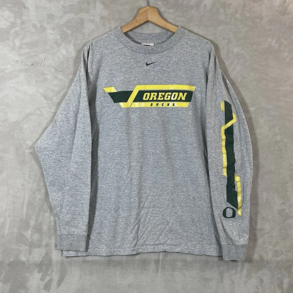 Vtg 90s Nike Center Swoosh Long Sleeve Tshirt Mens Large Y2K Oregon Ducks UO